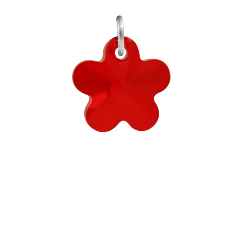Sterling Silver Siam Crystal Flower Charm