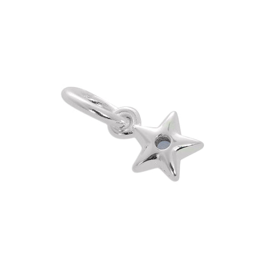 Sterling Silver & CZ Crystal Birthstone Star Charm