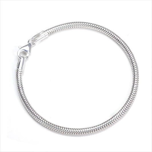 Sterling Silver 3mm Snake Bracelet - 8 Inches