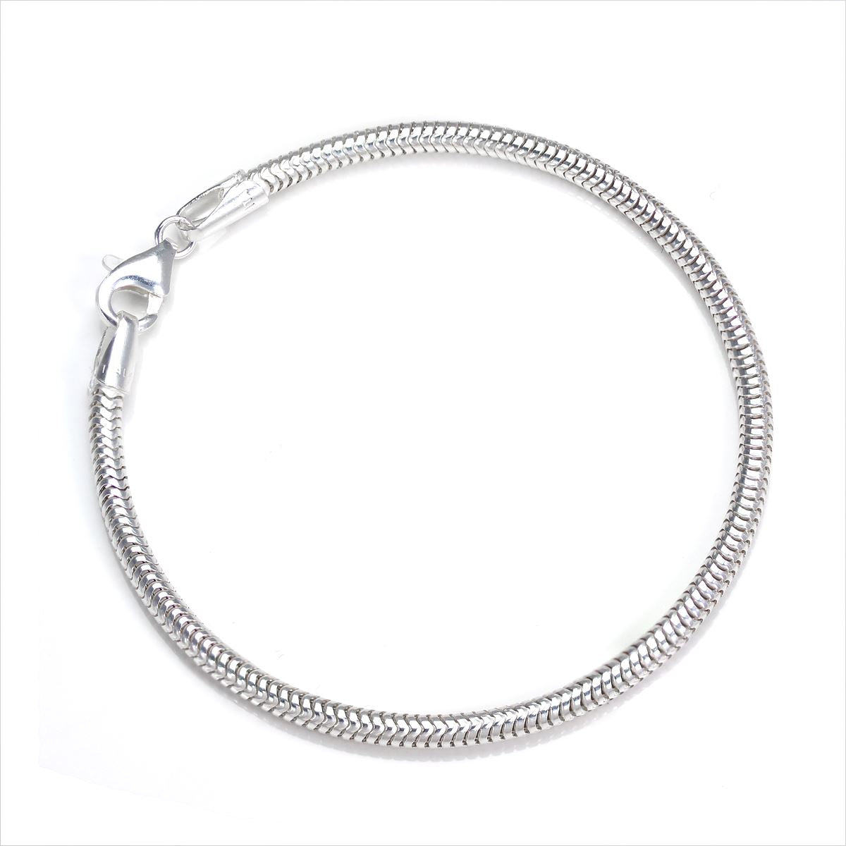 Sterling Silver 3mm Snake Bracelet - 8 Inches