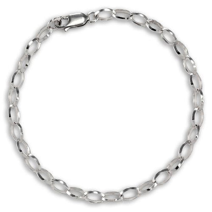 Sterling Silver Oval Belcher Chain Charm Bracelet