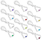 Sterling Silver & CZ Crystal Birthstone Heart Clip on Charm Birthday Love Gift