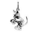 Sterling Silver Kitten With Yarn Charm