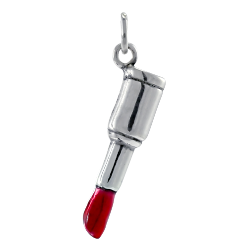 Sterling Silver & Enamel Lip Stick Charm