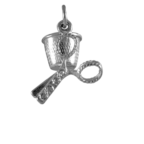 Sterling Silver Scissors and Thimble Charm
