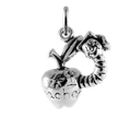 Sterling Silver Worm in Apple Charm