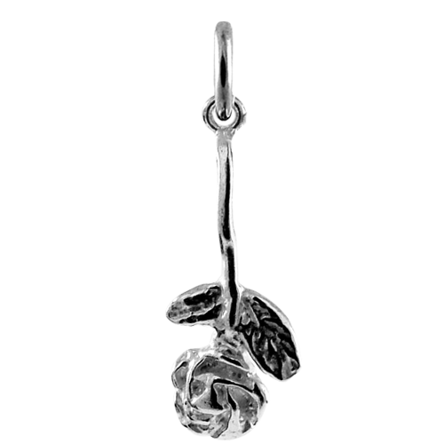 Sterling Silver Stemmed Rose Charm