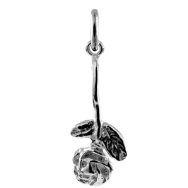 Sterling Silver Stemmed Rose Charm