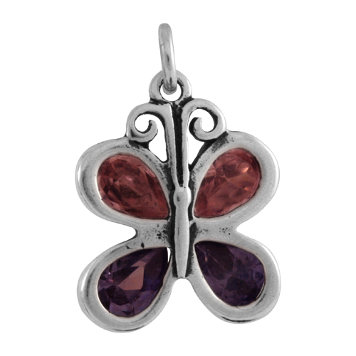 Sterling Silver Crystal Butterfly Charm